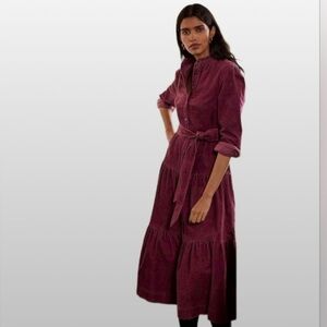 Boden Burgundy Button-Up Dress